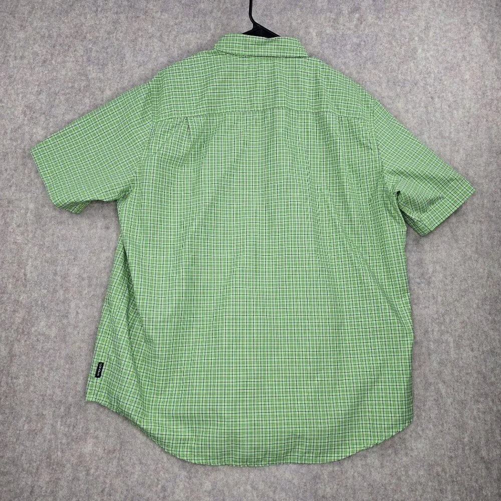 Chaps Mens Green Plaid Short Sleeve Button-Down Shirt XL Polyester - Picture 2 of 9